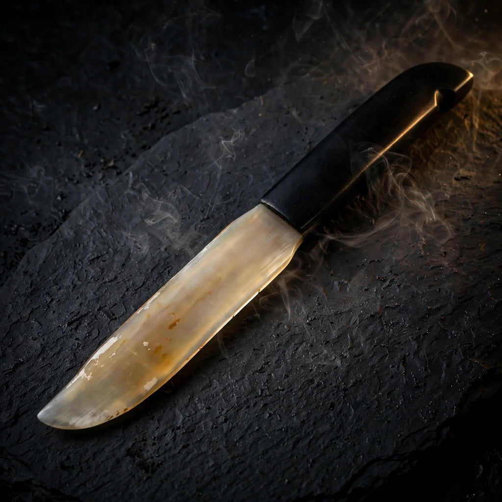 9 inch Horn Athame ritual dagger on dark slate